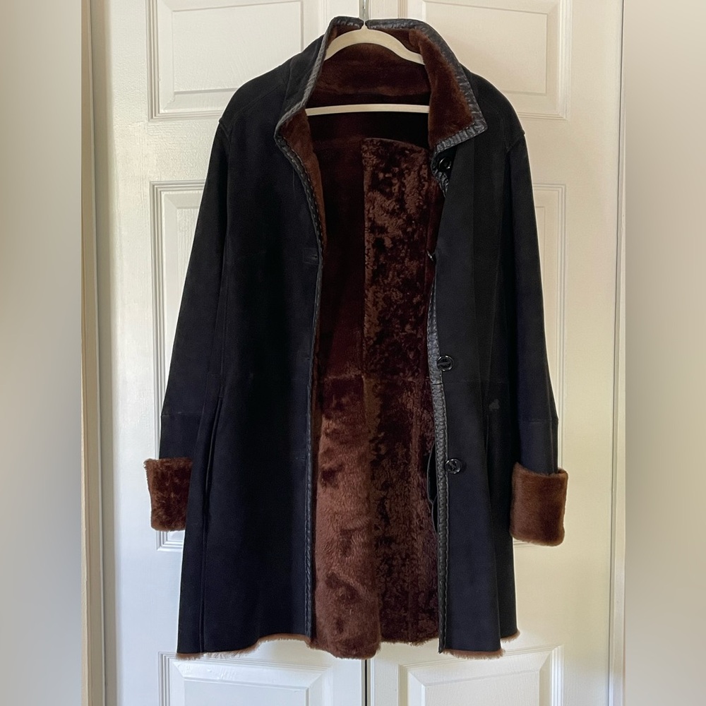 Danier Black and Brown Shearling leather Coat